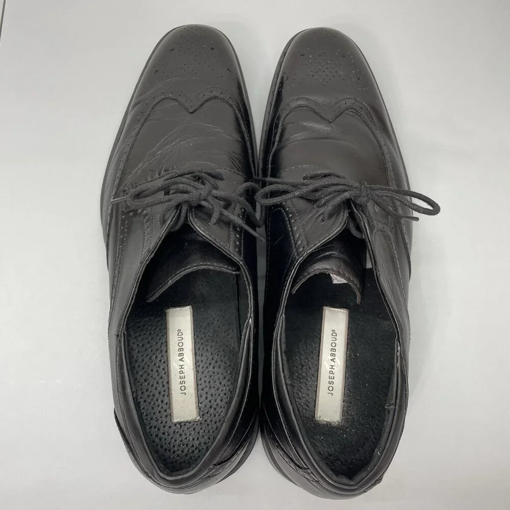 Joseph Abboud Wingtip Dress Oxford Shoes Italian Leather Black Mens‎ 11 D